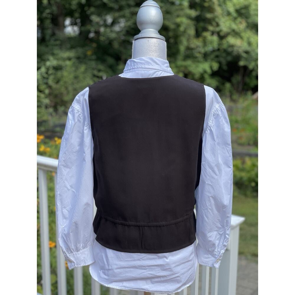 Vintage 90s Emanuel Ungaro Womens Brown Silk Button-Front Vest Luxury Staple, 12 - Picture 13 of 16